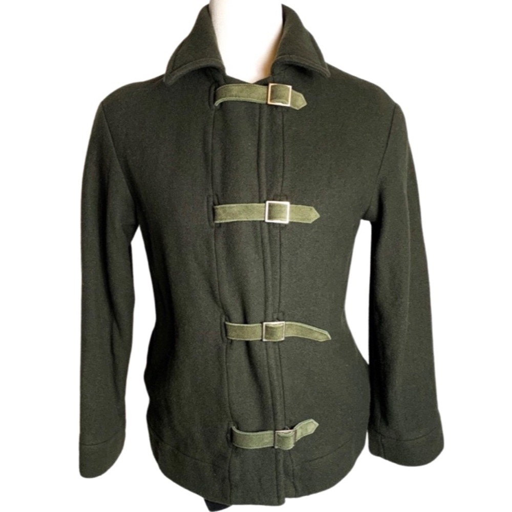 Vintage Portsaid Cashmere Wool Suede Green Coat